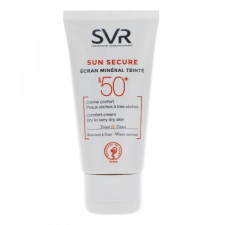 Crema colorata pentru protectie solara ecran mineral Sun Secure SPF50+, ten uscat, 50 ml, SVR