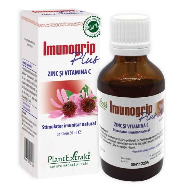 Imunogrip Plus Zinc si vitamina C, 50ml, PlantExtrakt