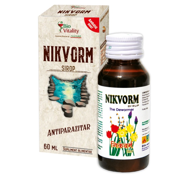 Nikvorm sirop pentru eliminarea parazitilor intestinali, 60 ml, Bio Vitality