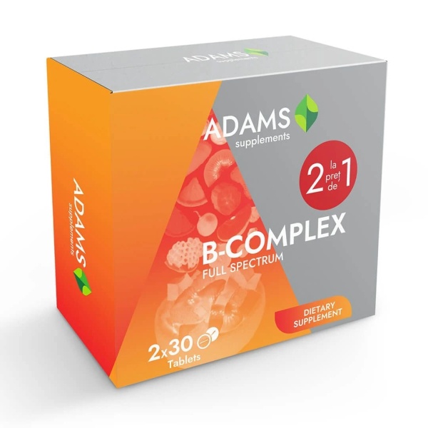 Pachet B-Complex, 30+30 tablete, Adams