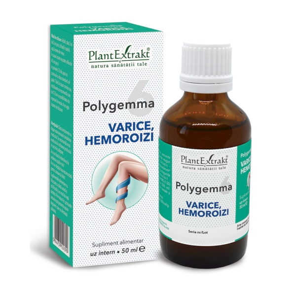 Polygemma 6, Varice și Hemoroizi, 50ml, PlantExtrakt