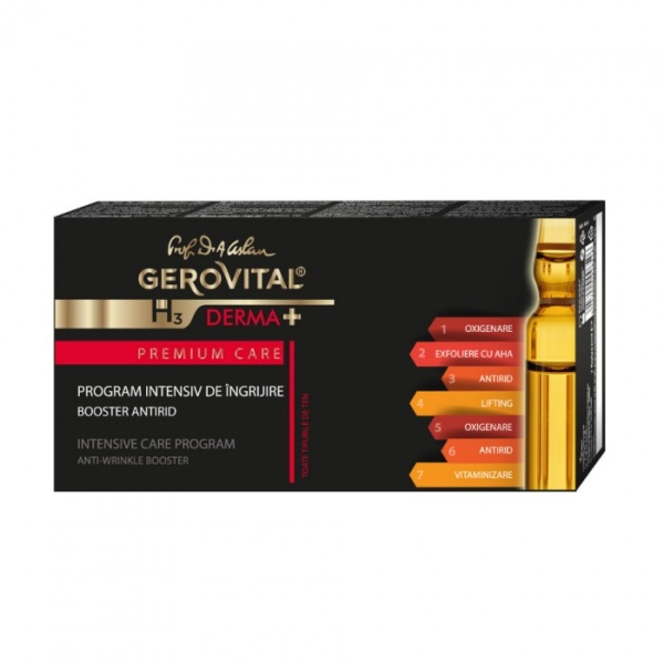 Program intensiv de ingrijire H3 Derma Plus Premium Care, 7 fiole, Gerovital