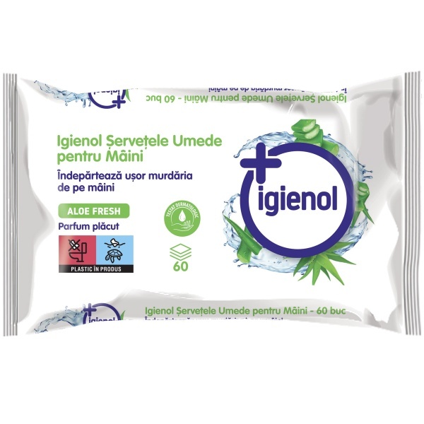 Servetele umede cu aloe vera, 60 bucati, Igienol