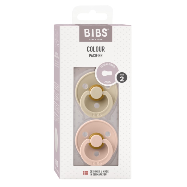 Suzete din latex cu tetina rotunda Colour, 6 luni+, Vanilla - Blush, 2 bucati, Bibs 120213