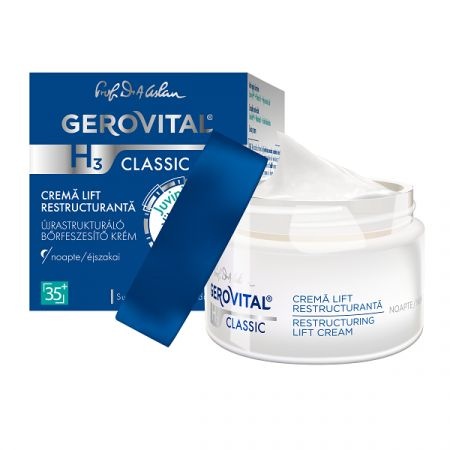 Crema Lift restructuranta de noapte H3 Classic, 50 ml, Gerovital 282