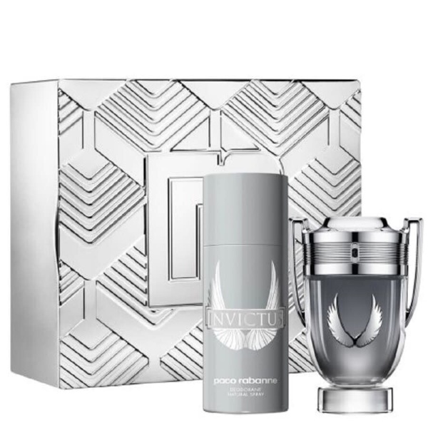 Invictus Platinum Set Cadou – Apa de parfum 100 ml + Deodorant Spray 150 ml, Paco Rabanne