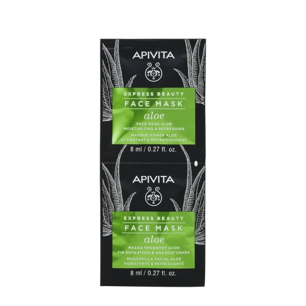 Masca de fata hidratanta cu extract de aloe, 2 x 8 ml, Apivita