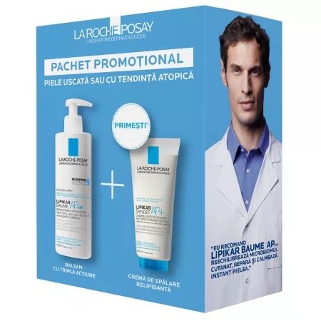 Pachet Balsam Lipikar Baume AP+M, 400 ml + Crema de spalare Syndet AP+, 200 ml, La Roche-Posay