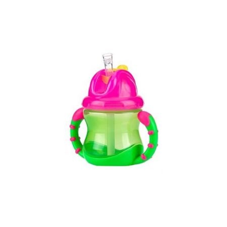 Pahar cu pai si manere, Vari Flo sistem Flip It/Click Lock, 240 ml, 12 luni+, Nuby