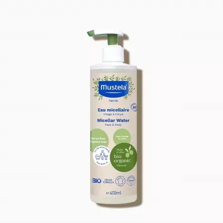 Apa micelara bio pentru curatare fata si corp, 400ml, Mustela