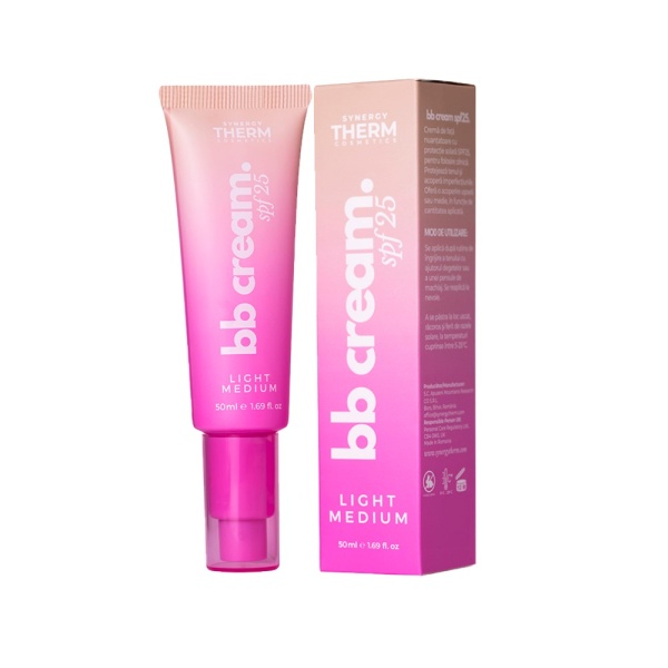 Crema de fata coloranta BB Cream Light Medium SPF25 , 50ml, Synergy Therm