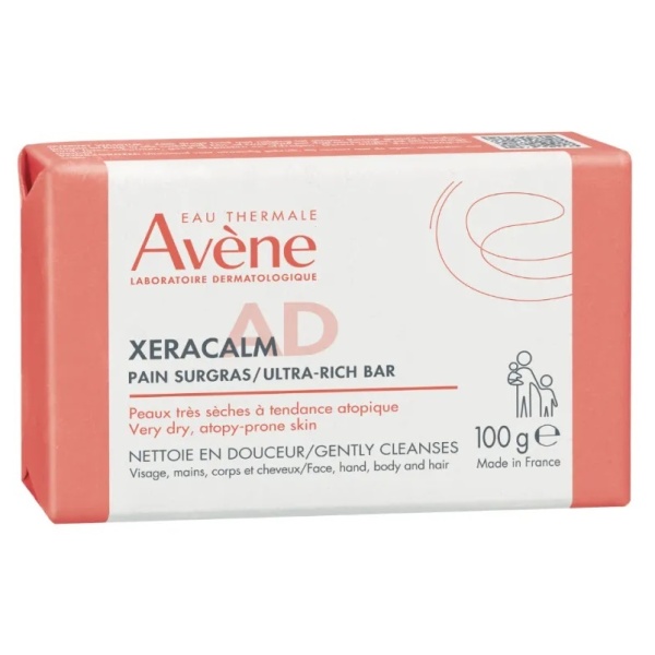 Sapun solid relipidant pentru igiena pielii uscate predispusa la dermatita atopica sau prurit XeraCalm AD, 100 g, Avene