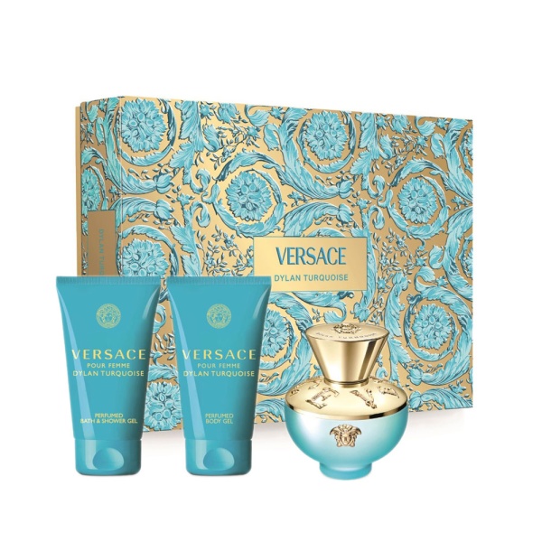 Set Dylan Turquoise Pour Femme Apa de toaleta 50 ml + Gel de dus 50 ml + lotiune de corp 50 ml, Versace