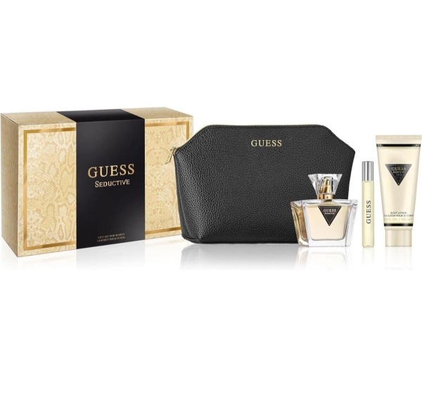 Set Guess Seductive, Apa de toaleta 75 ml + Lotiune Corp 100 ml + Apa de toaleta mini 15 ml + Geanta Cosmetice, Guess