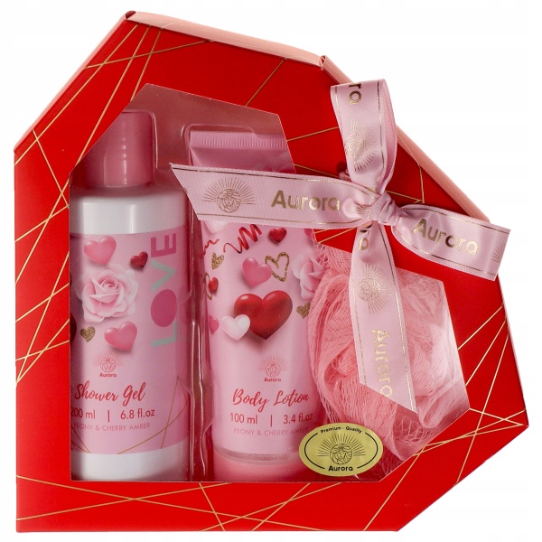 Set în Cutie Inimă, 3 piese - Bujor și Ambră de Cireș, Aurora