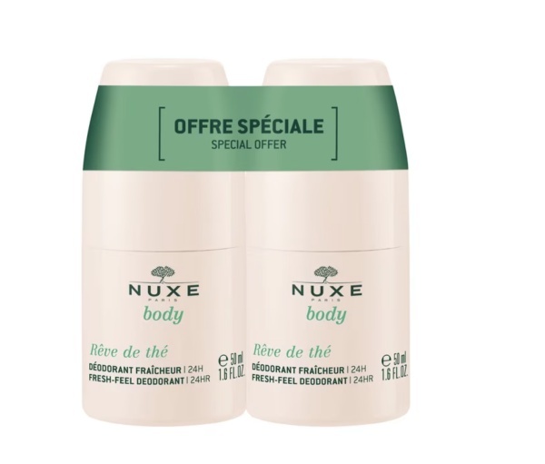 Deodorant Roll-On Revitalizant Duo Rêve de Thé 24H, 2x50 ml, Nuxe