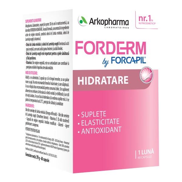 Forcapil Forderm Hidratare, 60 capsule, Arkopharma