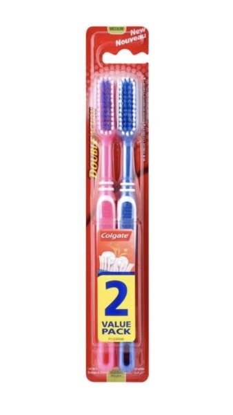 Set 2 periute de dinti, Double Action, Medium, Multicolor, Colgate