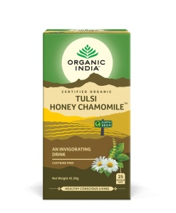 Ceai Tulsi Miere Mușețel, Amestec Adaptogen Revigorant, 25 plicuri, Organic India