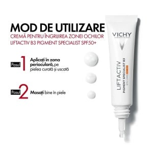 Crema cu efect antirid pentru conturul ochilor cu SPF 50 Liftactiv B3, 15 ml, Vichy - Img 4