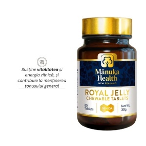 Laptisor de matca Royal Jelly, 60 tablete masticabile, Manuka Health - Img 3