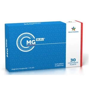 Magneziu încapsulat + Vitamina D3 Mg Bleu, 30 comprimate, Bleu Pharma