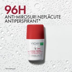 Pachet Deodorant roll-on antiperspirant Clinical Control 96H, 50 ml + 50 ml, Vichy - Img 4