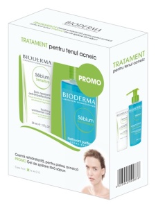 Pachet Fluid calmant si hidratant pentru pielea acneica Sebium Sensitive, 30 ml + Gel spumant Sebium, 200 ml, Bioderma