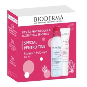 Pachet Gel contur pentru ochi, 15ml + Solutie micelara bifazica H2O eye Sensibio, 125ml, Bioderma
