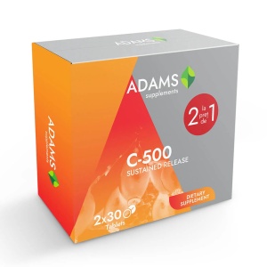 Pachet Vitamina C-500 cu macese, 30+30 tablete, Adams