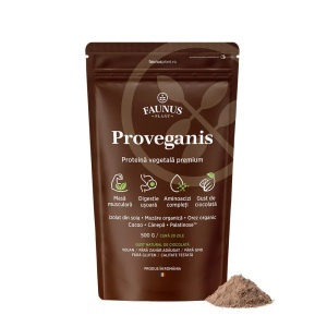 Proveganis, proteină vegetală pudră cu aromă de ciocolată, 500 g, Faunus Plant - Img 2