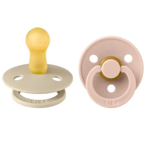 Set 2 Suzete Colour Latex, Tetină Rotundă, 6 luni+, Vanilla/Blush, Bibs - Img 3