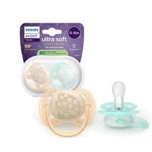 Suzeta Ultra Soft Pacifier, Forest Friends, 0-6 luni, 2 bucati, Philips Avent
