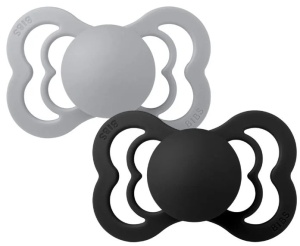 Suzete din silicon cu tetina simetrica, Supreme, 0 luni+ Cloud - Black, 2 bucati, Bibs 160341 - Img 2