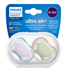 Suzete ultra air Philips Avent, 0-6 luni, 2 bucati, SCF085/24, Philips