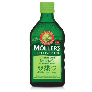 Ulei din ficat de cod cu aroma de mere verzi, 250ml, Moller's - Img 2
