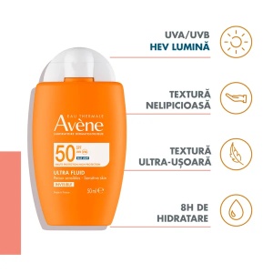 Ultra-Fluid cu protectie solara SPF50 + Triasorb fara parfum, 50ml, Avene - Img 3