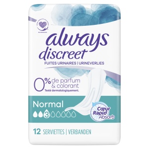 Absorbante pentru incontinenta Discreet Normal, 12 bucati, Always