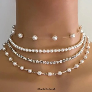 Bezel Choker cu cristale rotunde de 4 mm, Crystal - Img 3