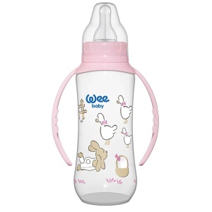 Biberon cu manere si tetina din silicon rotunda cod 745, 270ml, Wee Baby - Img 2