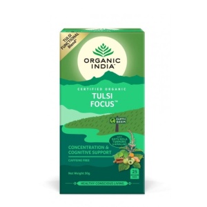 Ceai Tulsi Focus, amestec pentru concentrare și claritate, 25 plicuri, Bio, Organic India