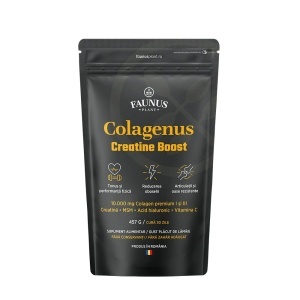 Colagenus Creatine Boost – Colagen pudra cu creatina, MSM și acid hialuronic, 457 g, aromă lămâie, Faunus Plant