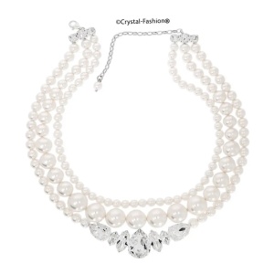 Colier elegant cu perle și cristale July, Crystal
