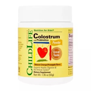 Colostrum cu probiotice pudra, Portocala si Ananas, 55 g, Childlife Essentials, Secom