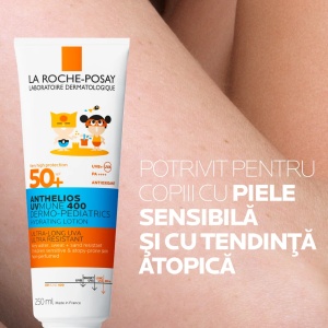 Lapte hidratant cu protectie solara SPF 50+ pentru copii Anthelios UVmune 400 Dermo-Pediatrics, 250 ml, La Roche-Posay - Img 2
