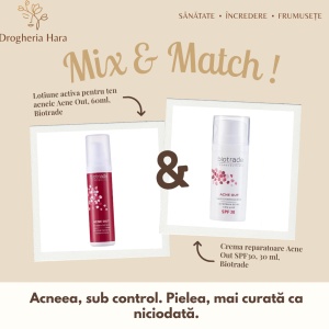 Pachet Acne Out – Loțiune activă + Cremă reparatoare SPF30, Biotrade
