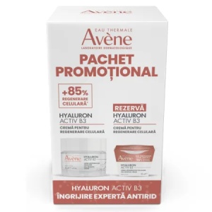 Pachet crema pentru regenerare celulara Hyaluron Activ B3, 50 ml + rezerva 50 ml, Avene