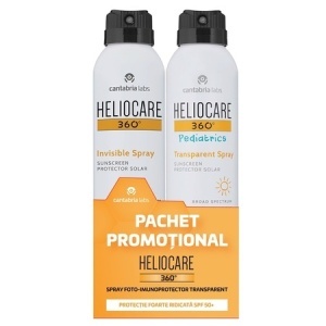 Pachet Spray Adult + Pediatrics SPF50+ Heliocare 360, 2x200 ml, Cantabria Lab