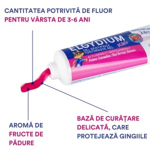 Pasta de dinti pentru copii cu aroma de fructe de padure 3-6 ani, 50 ml, Elgydium Kids - Img 3