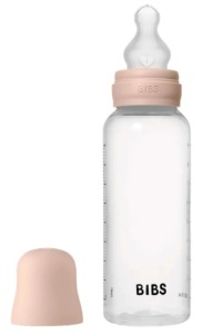 Set complet biberon anticolici cu tetină din silicon flux mediu, 270 ml, Blush, Bibs - Img 2